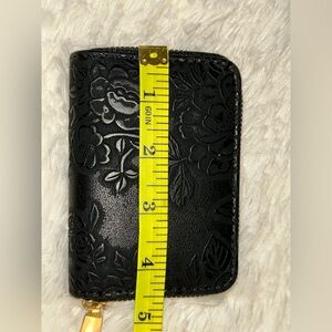 Black Floral Embossed Wallet